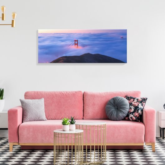 gouden poort in mist canvas afdruk (Insitu (Woonkamer))