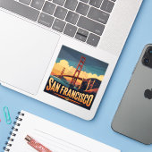 Gouden Poortbrug San Francisco Sticker (Laptop met iPhone)