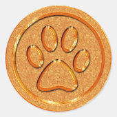 Gouden poot afdrukken ronde sticker (Voorkant)