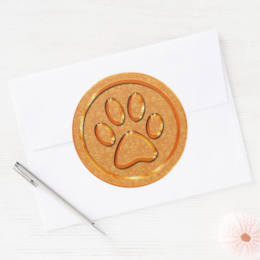 Gouden poot afdrukken ronde sticker (Envelop)