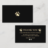 Gouden poot huisdier Bedankt Visitekaartje (Voorkant / Achterkant)