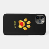 Gouden poot met hart op zwart Case-Mate iPhone case (Achterkant (horizontaal))