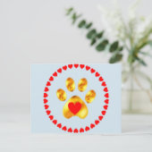 gouden poot met harten briefkaart (Staand voorkant)