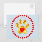 gouden poot met harten briefkaart (Voorkant / Achterkant)