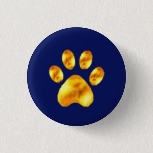 Gouden Poot op Blauw Ronde Button 3,2 Cm (Voorkant)