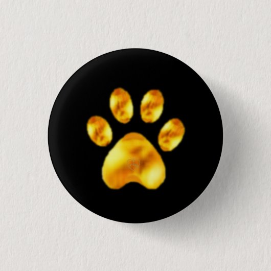 Gouden Poot op Zwart Ronde Button 3,2 Cm (Voorkant)
