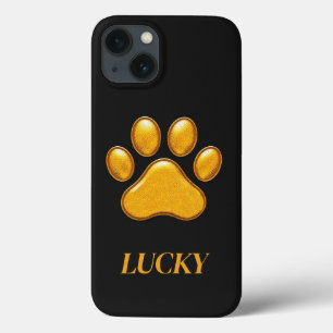 Gouden pootafdruk tegen zwarte achtergrond Case-Mate iPhone case
