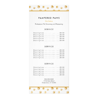 Gouden Pootafdrukken Professionele Huisdier Salon  Reclamekaart