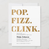 Gouden Pop Fizz Clink Bruiloft Uitnodiging (Voorkant)