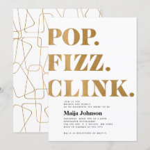 Gouden Pop Fizz Clink Bruiloft Uitnodiging
