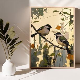 Gouden Pracht met Azure Vogels Poster Folie Goud