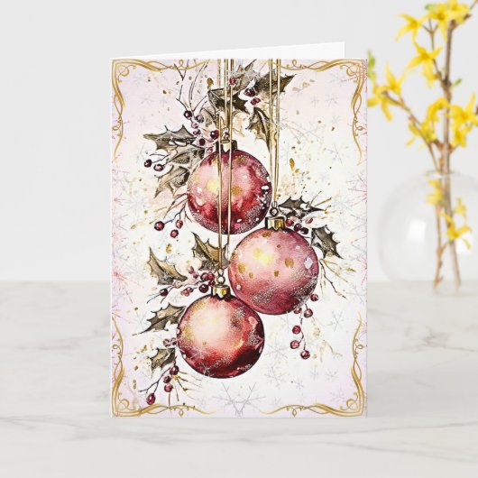 Gouden pracht van Kerstmis Kaart (Gele Bloem)