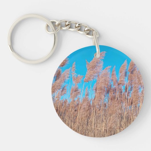 Gouden Prairiegrassen Natuurfoto Sleutelhanger (Voorkant)