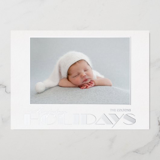 Gouden Prettig Festen Foto Folie Kerstkaart Folie Feestdagenkaart (Voorkant)