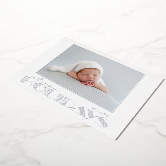 Gouden Prettig Festen Foto Folie Kerstkaart Folie Feestdagenkaart (Gedraaid)