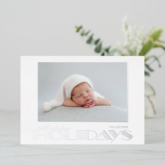 Gouden Prettig Festen Foto Folie Kerstkaart Folie Feestdagenkaart (Staand Voorkant)