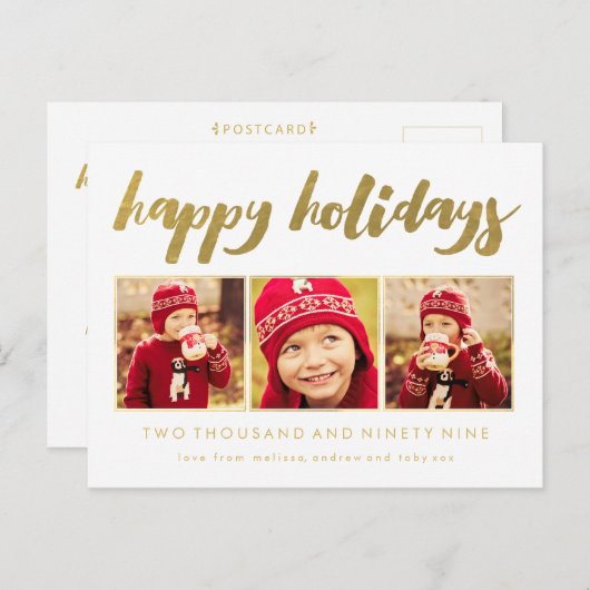 Gouden prettige feestdagen (plural:) Kerstmis 3 (Voorkant / Achterkant)