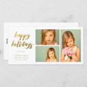 Gouden prettige feestdagen (plural:) Wit 3 Lijst Feestdagenkaart (Voorkant / Achterkant)