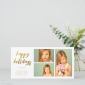 Gouden prettige feestdagen (plural:) Wit 3 Lijst Feestdagenkaart (Staand voorkant)