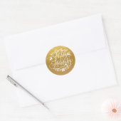 Gouden Prettige Feestdagen Sneeuwvlokken Kerstmis Ronde Sticker (Envelop)