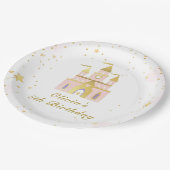 Gouden Prinses Kasteel Meisje Verjaardag Papieren Bordje (Gekanteld)
