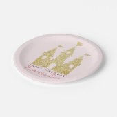 Gouden Prinses Kasteel Verjaardagsfeest Papieren Bordje (Gekanteld)