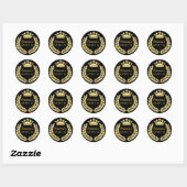 Gouden prinses kroon gepersonaliseerd zwart zoet 1 ronde sticker (Vel)