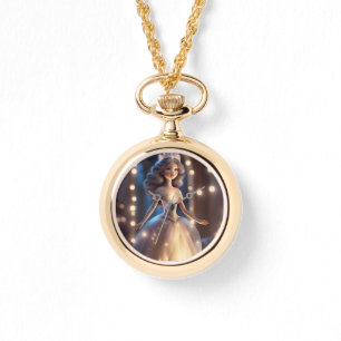 Gouden prinses medaillon voor meisjes horloge
