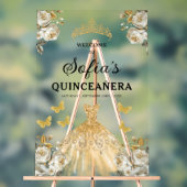 Gouden Prinses Quinceañera Verjaardag Welkom Acryl Bord (Neutraal)
