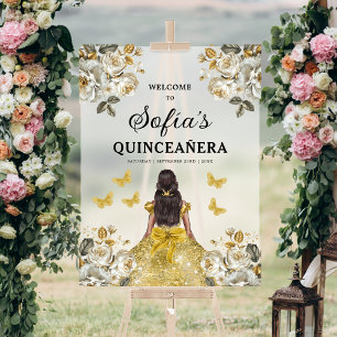 Gouden Prinses Quinceañera Verjaardag Welkom Acryl Bord