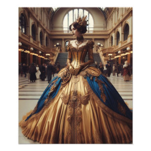 Gouden Prinses Steampunk Victoriaanse Industrieel Foto Afdruk