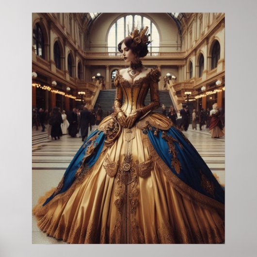 Gouden Prinses Steampunk Victoriaanse Industrieel Poster (Voorkant)