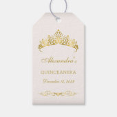Gouden prinses Tiara Quinceanera Cadeaulabel (Voorkant)