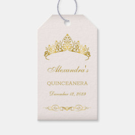 Gouden prinses Tiara Quinceanera Cadeaulabel