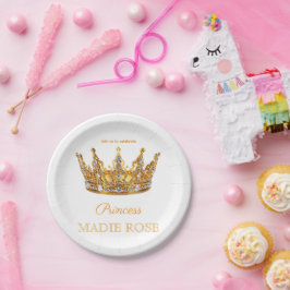 Gouden Prinsessen Kroon Sprookje Verjaardag Papieren Bordje