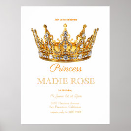Gouden Prinsessen Kroon Sprookje Verjaardag Poster