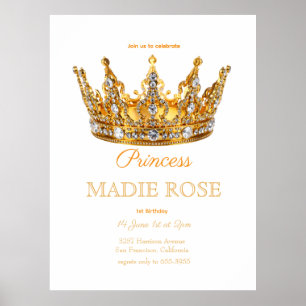 Gouden Prinsessen Kroon Sprookje Verjaardag Poster