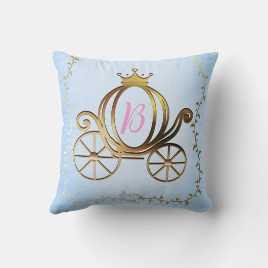 Gouden Prinsessenkoets Blauwe Verhalenboek Kussen (Achterkant)