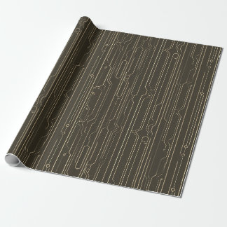 Gouden printpapier met printplaat motief cadeaupapier