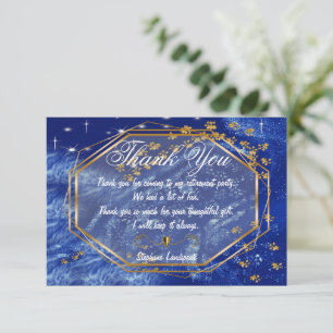 Gouden Prints op Starry Icy Night Sky Bedankt Notitiekaartje