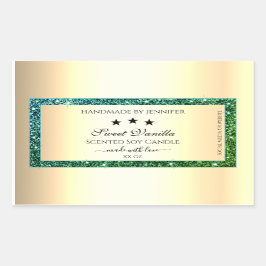 Gouden Product Verpakkingsetiketten Blauwgroen Gro Rechthoekige Sticker