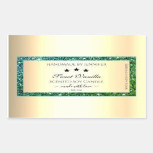 Gouden Product Verpakkingsetiketten Blauwgroen Gro Rechthoekige Sticker