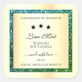 Gouden Product Verpakkingsetiketten Blauwgroen Gro Vierkante Sticker