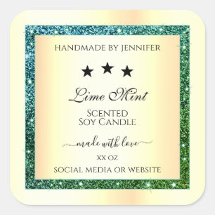 Gouden Product Verpakkingsetiketten Blauwgroen Gro Vierkante Sticker
