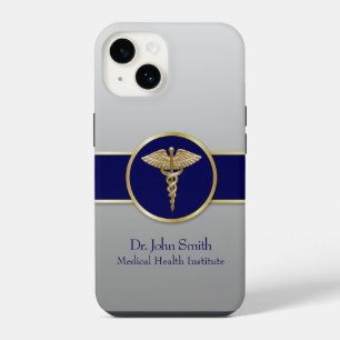 Gouden Professionele Caduceus Medisch Blauw iPhone 14 Hoesje