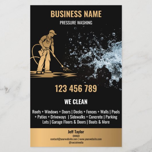 Gouden Professionele Druk Wassen Macht Wassen Flyer (Voorkant)