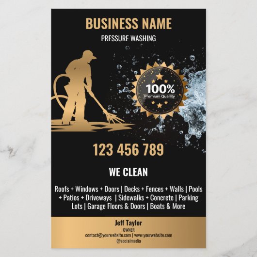 Gouden Professionele Druk Wassen Macht Wassen Flyer (Voorkant)
