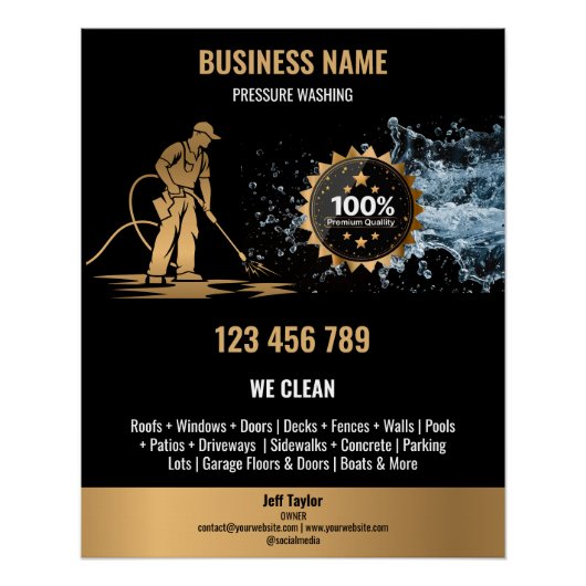 Gouden Professionele Druk Wassen Macht Wassen Perfect Poster (Voorkant)