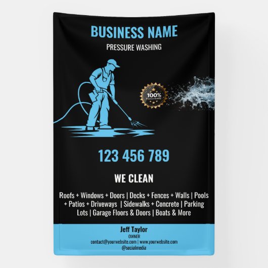 Gouden Professionele Druk Wassen Macht Wassen Spandoek (Verticaal)