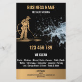 Gouden professionele drukwas- en powerwasbeurt flyer (Voorkant)